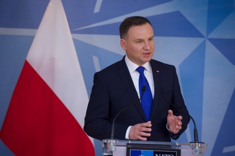 The President of Poland, Andrzej Duda during a joint press point with NATO Secretary General Jens Stoltenberg