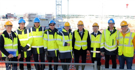 F4E Director Johannes Schwemmer, MEP Marian-Jean Marinescu and F4E project managers visit the Tokamak Complex during the tour of the buildings F4E is currently constructing.