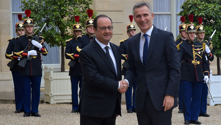 NATO Secretary General Jens Stoltenberg meets with the President of France, Francois Hollande